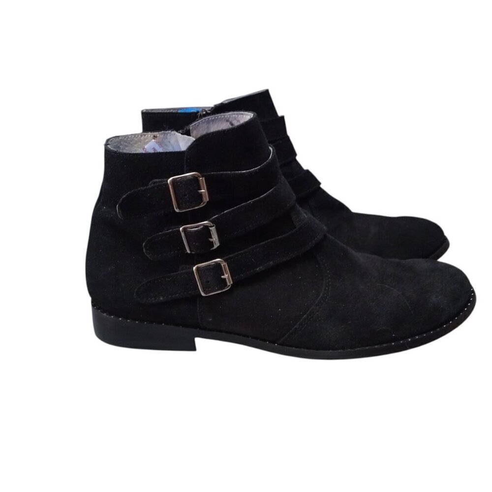 Made In Spain Women's Size 39/8.5 Black 3 Buckle Suede Bootie